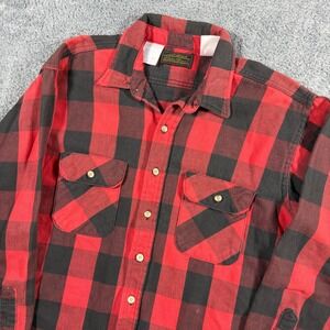 Vintage 90s Eddie Bauer Buffalo Plaid Thick Flannel Shacket Made in USA Size L